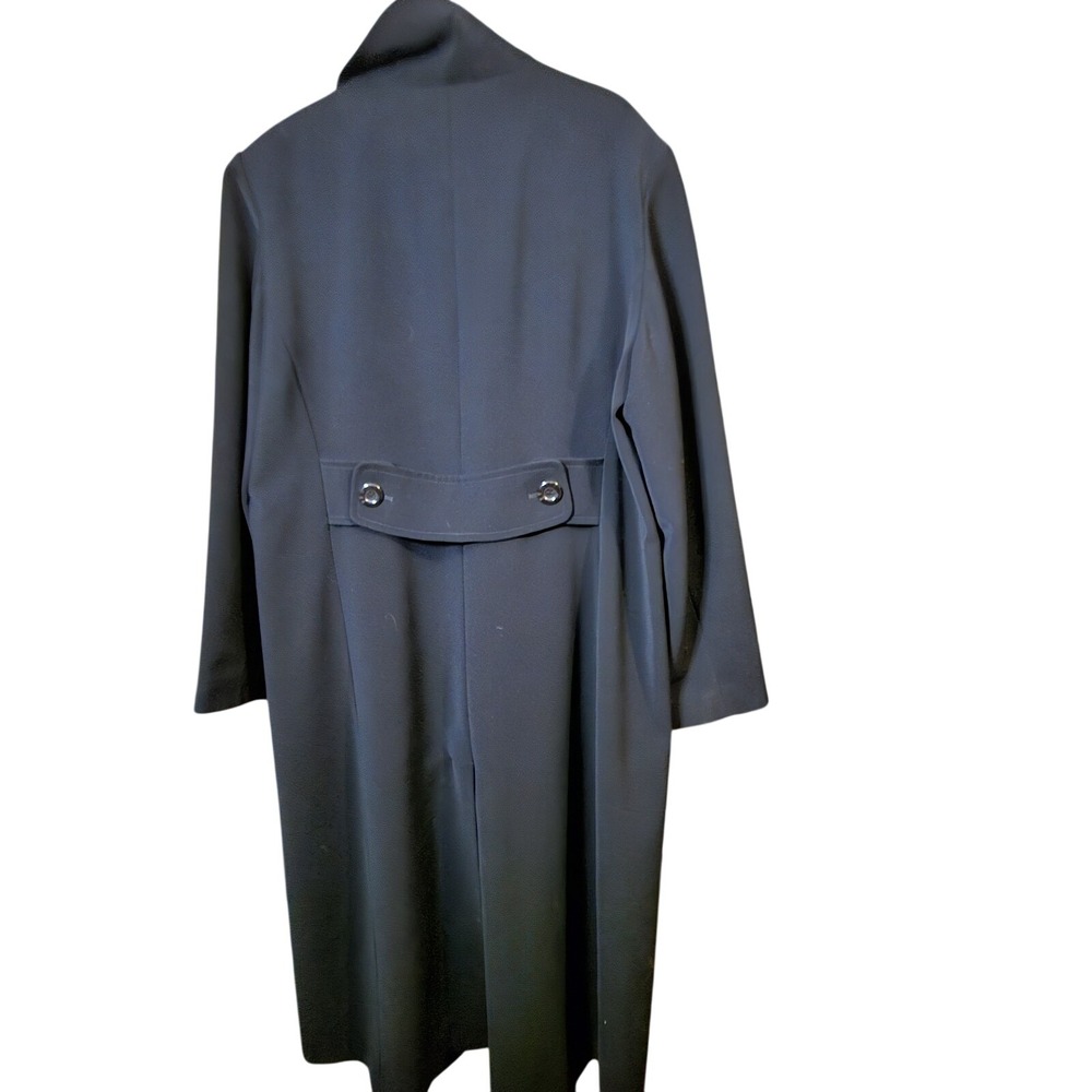 Womens Gallery Black Long Pea Coat Trench Size 16 Dressy Elegant - Picture 2 of 8
